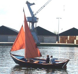 a dory sailing
